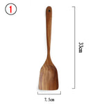 Glowkoo Thailand Teak Wooden Kitchen Utensil Set – Natural Wood Spoon, Ladle & Turner Tools