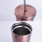 Glowkoo Coffee Tumbler with Straw – 500ML Stainless Steel Reusable Drinking Cup