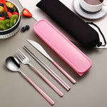 Glowkoo 304 Stainless Steel Portable Cutlery Set Gold Knife Fork Spoon
