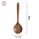 Glowkoo Thailand Teak Wooden Kitchen Utensil Set – Natural Wood Spoon, Ladle & Turner Tools