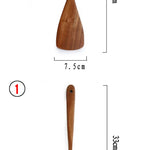 Glowkoo Thailand Teak Wooden Kitchen Utensil Set – Natural Wood Spoon, Ladle & Turner Tools