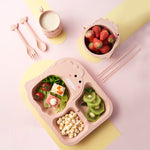 Glowkoo Baby Cartoon Dinosaur Tableware Set Children Dinnerware