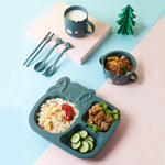 Glowkoo Baby Cartoon Dinosaur Tableware Set Children Dinnerware