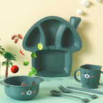 Glowkoo Baby Cartoon Dinosaur Tableware Set Children Dinnerware