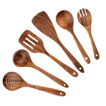 Glowkoo Acacia Wood Cooking Utensil Set – High Temperature Wooden Spatula & Spoon Tools