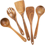 Glowkoo Acacia Wood Cooking Utensil Set – High Temperature Wooden Spatula & Spoon Tools