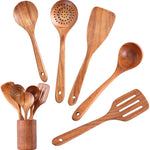 Glowkoo Acacia Wood Cooking Utensil Set – High Temperature Wooden Spatula & Spoon Tools