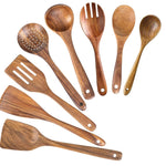 Glowkoo Acacia Wood Cooking Utensil Set – High Temperature Wooden Spatula & Spoon Tools