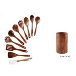 Glowkoo Acacia Wood Cooking Utensil Set – High Temperature Wooden Spatula & Spoon Tools