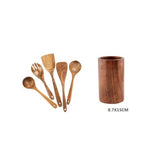 Glowkoo Acacia Wood Cooking Utensil Set – High Temperature Wooden Spatula & Spoon Tools