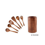Glowkoo Acacia Wood Cooking Utensil Set – High Temperature Wooden Spatula & Spoon Tools