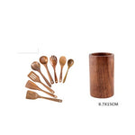 Glowkoo Acacia Wood Cooking Utensil Set – High Temperature Wooden Spatula & Spoon Tools