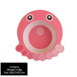 Glowkoo Children Bowl Feeding Dishes Bamboo Fiber Cartoon Kids Plate