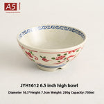 Glowkoo Porcelain Melamine Ramen Bowl – 8 Inch Retro Floral Commercial Soup Bowl