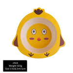 Glowkoo Children Bowl Feeding Dishes Bamboo Fiber Cartoon Kids Plate
