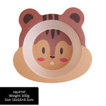 Glowkoo Children Bowl Feeding Dishes Bamboo Fiber Cartoon Kids Plate
