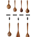 Glowkoo Thailand Teak Wooden Kitchen Utensil Set – Natural Wood Spoon, Ladle & Turner Tools