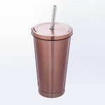 Glowkoo Coffee Tumbler with Straw – 500ML Stainless Steel Reusable Drinking Cup