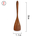 Glowkoo Thailand Teak Wooden Kitchen Utensil Set – Natural Wood Spoon, Ladle & Turner Tools