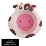 Glowkoo Children Bowl Feeding Dishes Bamboo Fiber Cartoon Kids Plate