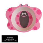 Glowkoo Children Bowl Feeding Dishes Bamboo Fiber Cartoon Kids Plate