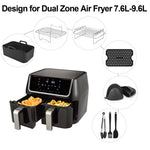 Glowkoo Air Fryer Accessories Rectangular Set – 8-Piece Silicone Double Pot Grill Kit