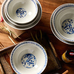 Glowkoo Porcelain Melamine Ramen Bowl – 8 Inch Retro Floral Commercial Soup Bowl