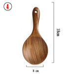 Glowkoo Thailand Teak Wooden Kitchen Utensil Set – Natural Wood Spoon, Ladle & Turner Tools