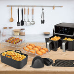 Glowkoo Air Fryer Accessories Rectangular Set – 8-Piece Silicone Double Pot Grill Kit
