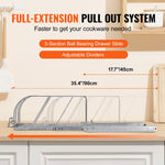 Glowkoo Pan and Pot Rack Expandable Pull Out – Under Cabinet Organizer with Adjustable Dividers