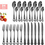 Glowkoo Gold Plated Stainless Steel Cutlery Spoon Fork Knife Set