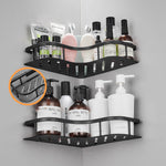 Glowkoo Floating Shelves for Small Bathroom Aluminum Corner Storage Rack No Drill Wall Mounted