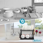 Glowkoo 8 Tier Pot and Pan Organizer Rack – 2 Piece Cookware Organizer with Dish Drying Rack