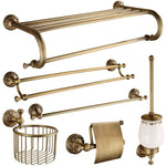 Glowkoo Bathroom Wall Cube Shelves Copper Carved Wall-Mounted Storage Rack European Style