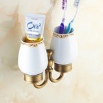 Glowkoo Bathroom Wall Cube Shelves Copper Carved Wall-Mounted Storage Rack European Style