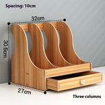 Glowkoo Office Desk Organizer Wooden Desktop Storage with Drawer and Pen Holder