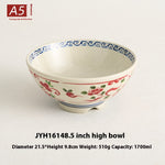 Glowkoo Porcelain Melamine Ramen Bowl – 8 Inch Retro Floral Commercial Soup Bowl