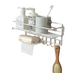 Glowkoo Bathroom Counter Organizer Tray – 2 Layer Punch-Free Iron Bathroom Storage Rack