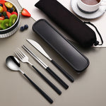 Glowkoo 304 Stainless Steel Portable Cutlery Set Gold Knife Fork Spoon