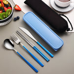 Glowkoo 304 Stainless Steel Portable Cutlery Set Gold Knife Fork Spoon