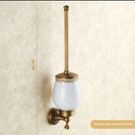 Glowkoo Bathroom Wall Cube Shelves Copper Carved Wall-Mounted Storage Rack European Style