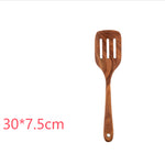 Glowkoo Thailand Teak Wooden Kitchen Utensil Set – Natural Wood Spoon, Ladle & Turner Tools