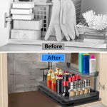 Glowkoo 2 Tier Pull Out Under Sink Organizer Cabinet with Sliding Drawer