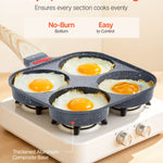 Glowkoo Non Stick Egg Pan 4 Cup Breakfast Frying Pan With Lid