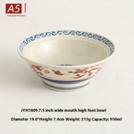 Glowkoo Porcelain Melamine Ramen Bowl – 8 Inch Retro Floral Commercial Soup Bowl