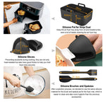 Glowkoo Air Fryer Accessories Rectangular Set – 8-Piece Silicone Double Pot Grill Kit