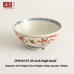 Glowkoo Porcelain Melamine Ramen Bowl – 8 Inch Retro Floral Commercial Soup Bowl