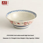 Glowkoo Porcelain Melamine Ramen Bowl – 8 Inch Retro Floral Commercial Soup Bowl