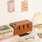 Glowkoo Solid Wood Cable Management Box Power Strip Storage Organizer