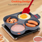 Glowkoo Non Stick Egg Pan 4 Cup Breakfast Frying Pan With Lid